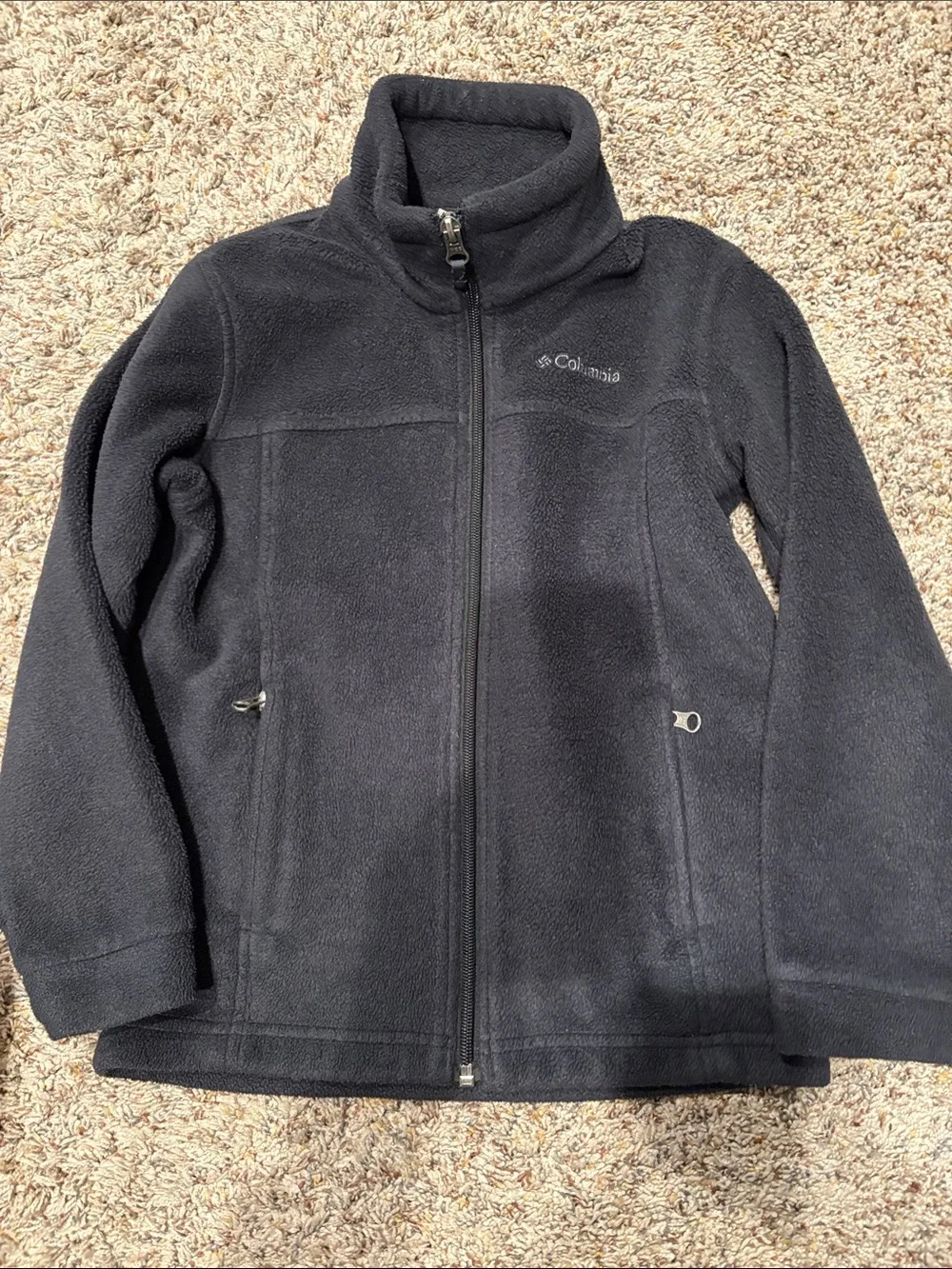 Columbia Kids Black Full-Zip Fleece Jacket with Stand Collar